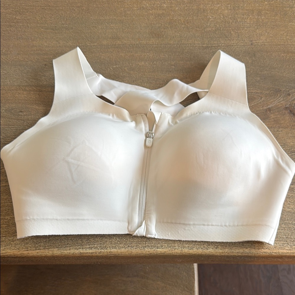 Lululemon Women's White Zip-Front Sports Bra